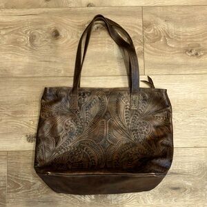 Rustic Western Style Leather-like Brown Tote